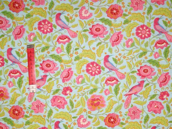 Patchworkstoff Vögel und Blumen